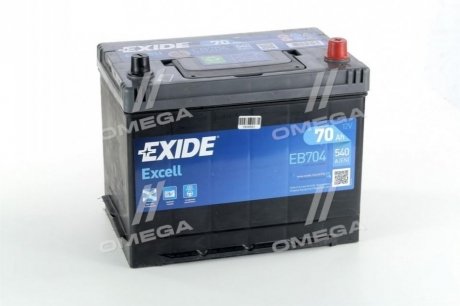 Аккумуляторная батарея 70Ah/540A (270x173x222/+R/B9) Excell Азия EXIDE EB704 (фото 1)