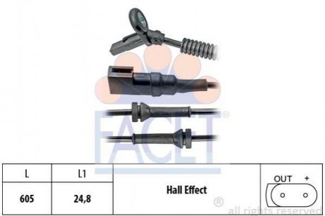 Датчик ABS перед. Connect 02- FACET 21.0152