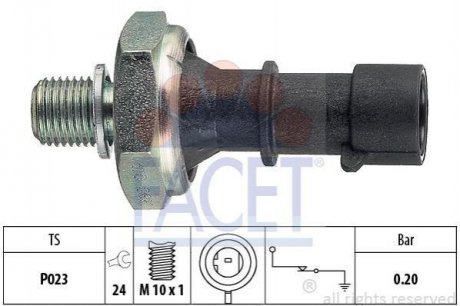 Датчик давления масла (0,2 bar/1 конт./чёрный) Astra J/H/Zafira B/Cruze 03- 1.7CDTi FACET 7.0170