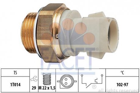 Датчик включения вентилятора Ford Escort/Fiesta/Focus/Orion/Scorpio/Sierra 1.1-3.0 82-04 FACET 7.5137