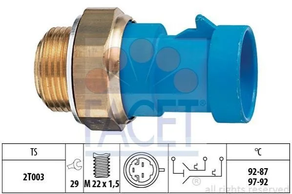 Датчик вмикання вентилятора Fiat Fiorino 1.4/1.6 i 93-> Facet FACET 7.5681 (фото 1)
