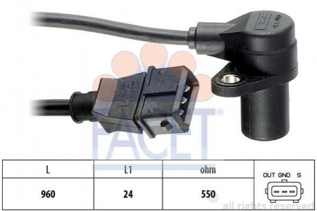 Датчик коленвала BMW 3(E36), 5(E34) 1.6/1.8/1.8LPG 89-00 FACET 9.0087 (фото 1)