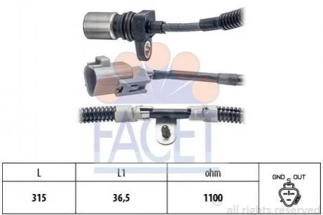 Датчик, частота обертання колеса FACET 9.0502