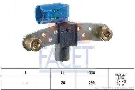 Датчик обертів коленвала Renault KANGOO, MEGANE I,CLIO II 1.2/1.4/1.6 96- FACET 9.0597
