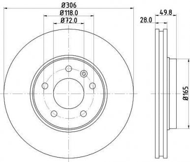 Диск гальмівний з покриттям PRO; передня вісь HELLA 8DD 355 108-951
