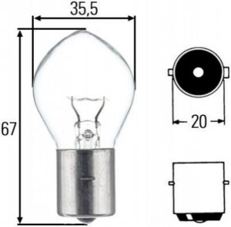 Лампа розжарювання, F2 24V 35W BA 20s HELLA 8GA 002 083-251