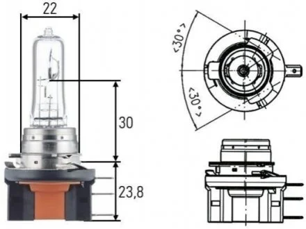 Лампа розжарювання, H15, 55/15W 12V HELLA 8GJ 168 119-001