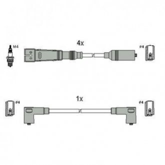 VW К-кт высоковольтных проводов Golf III,Passat,Vento,Seat 88- HITACHI 134786