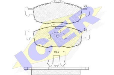 Тормозные колодки (передние) Ford Mondeo I/II 93-00/Scorpio I/II 85-98 ICER 180916 (фото 1)