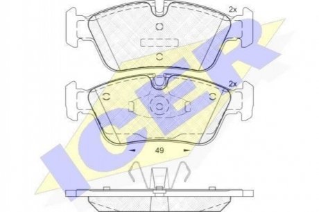 Колодки гальмівні (передні) BMW 1 (E81/E87) 03-13/3 (E46) 98-07/3 (E90-E93) 04-13 ICER 181698