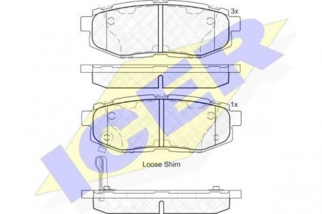 Тормозные колодки (задние) Subaru Impreza/Outback 08-/Legacy 09-14/Forester 13- ICER 182088