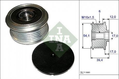 Шків генератора Ford Fiesta/Fusion 1.4 TDCi 01-12/Mazda 2 1.4 CD 03-07 INA 535 0090 10