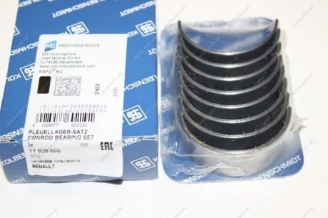 Вкладиші шатунні RENAULT STD 1,4 16V-1,6 16V K4M/K4J/K7M без замка (KS) KOLBENSCHMIDT 77838600