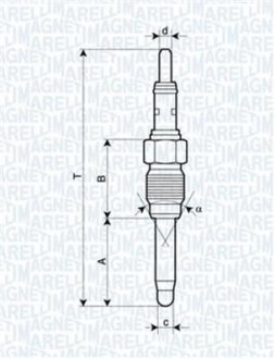 Свеча накала FIAT Brava 1.9JTD, Marea. MAGNETI MARELLI 062900084304