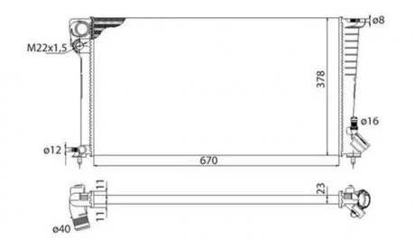 Радиатор двигателя CITROEN BERLINGO (MF) 1,8D (MFA9A) 1,9D 1,9D 4WD (MFWJZ) 1,9D (MFDJY) XSARA (N1, N2) 1,9D PEUGE [] MAGNETI MARELLI 350213118503 (фото 1)