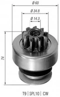 Бендикс (z=9) FIAT Ducato 2,5D -94 IVECO Daily 2,5 turbo -96 MAGNETI MARELLI 940113020101