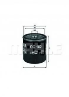 Фильтр масла Berlingo/Partner 1.8/1.9D/1.1i/1.4i/1.8i 96-99 KNECHT MAHLE / KNECHT OC100 (фото 1)