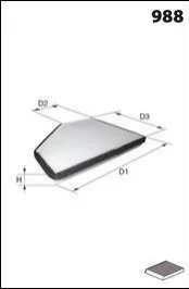 Фільтр салону (аналогWP9100/LA54) MECAFILTER ELR7118