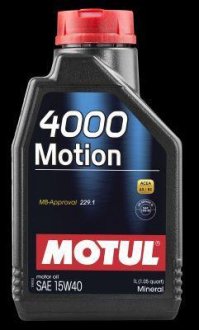 Олива моторна мінеральна д/авто 386401/4000 MOTION SAE 15W40 (1L)/102815 MOTUL 386401 / 102815