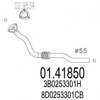 Промежуточная труба выхлопной системи MTS 01.41850