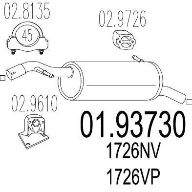 Задняя часть выхлопной системы (Глушитель). MTS 01.93730 (фото 1)