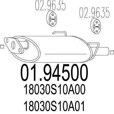 Задняя часть выхлопной системы (Глушитель). MTS 01.94500 (фото 1)