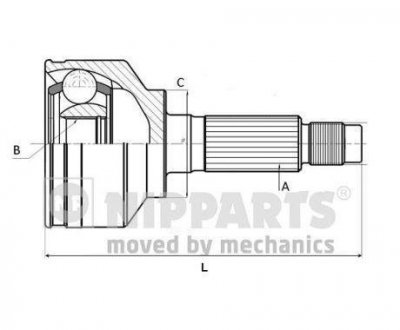 Шарнир приводного вала (ШРУС), к-кт. NIPPARTS J2823000