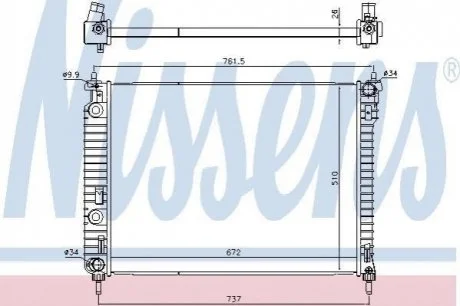 Радіатор CHEVROLET CAPTIVA (C100, C140) (06-) 2.4 i NISSENS 616905
