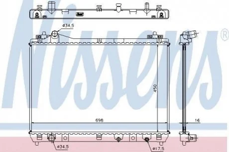 Радіатор SZ ESCUDO(05-)1.9 TD(+)[OE 17700-67J00 ] NISSENS 64201