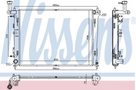 Радіатор KIA CEE\'D(07-)1.4 i 16V(+)[OE 25310-1H050] NISSENS 66676 (фото 1)