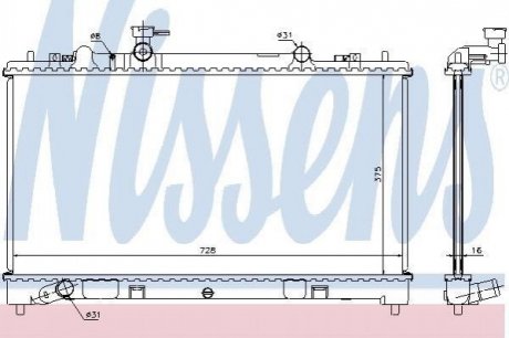 Радіатор MZ 6(02-)2.3 i 16V(+)[OE L3R4-15-200 B] NISSENS 68509