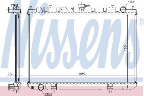 Радиатор NS X-TRAIL T30(01-)2.2 D(+)[OE 21410-8H800] NISSENS 68703A