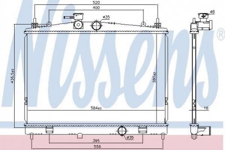 Радіатор NS JUKE(10-)1.6 i 16V[OE 21410BA60A] NISSENS 68735