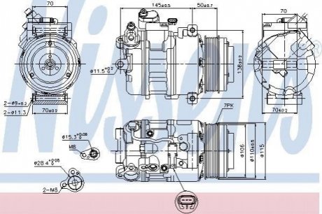 Компрессор D5(F10-F11)3.0 BITURBO(+)[OE 64526987890] NISSENS 89574