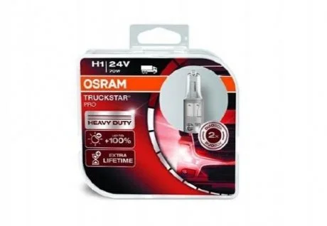 Лампочка H1 Truckstar Pro NextGen (набір, 2 шт, 24В, 70Вт, тип гнізда: P14,5S) OSRAM 64155TSP-HCB