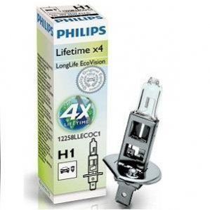 Автолампа LongLife EcoVision H1, 12 V, 55 Вт, P14.5s PHILIPS 12258 LLECO C1