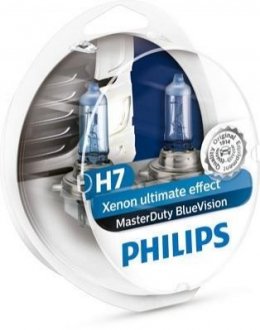 Лампочка H7 Master Duty Blue Vision (набір, 2 шт, 24В, 70Вт, тип гнізда: PX26D) PHILIPS 13972MDBVS2