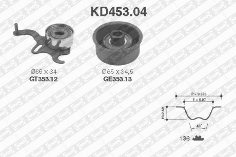 Рем. Комплект ГРМ: ремень + ролики NTN SNR SNR NTN KD453.04