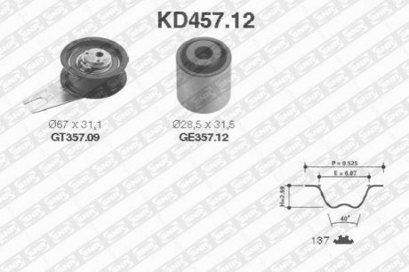 Комплект ГРМ (ремінь + ролик) SNR SNR NTN KD457.12