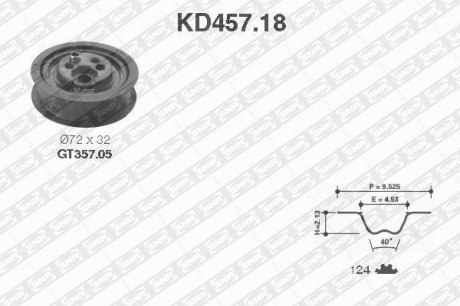 К-кт ГРМ (пасок + ролик) VAG 2,0 90-95 /124x 18/ SNR NTN KD457.18