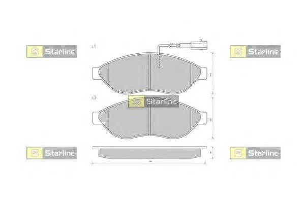 Комплект тормозных колодок, дисковый тормоз STARLINE BD S406 (фото 1)