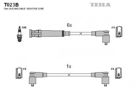 Кабель запалювання к-кт BMW E21,E30,E28 77-87 2,0 TESLA T023B