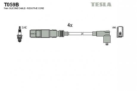 Кабель зажигания, к-кт VAG 1,6 96-05 AKL/APF/AEH/ARM, Skoda Octavia 2,0 AZH/AQY TESLA T059B