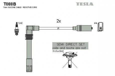 Комплект высоковольтных проводов TESLA T088B