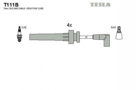 Кабель зажигания, к-кт Chrysler 98-01 TESLA T111B