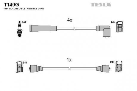 Кабель зажигания, к-кт Ford 85-90 TESLA T140G