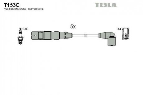 Комплект высоковольтных проводов TESLA T153C