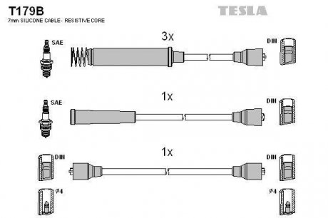 Кабель запалювання к-кт Opel Omega 86-94 TESLA T179B