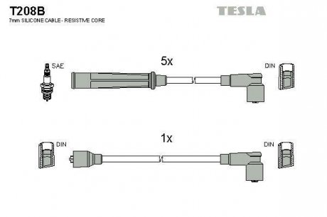 Кабель зажигания, к-кт Audi 100 80-84 1,9;2,0;2,1GT;2,2 TESLA T208B