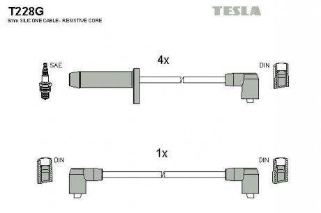 Кабель зажигания, к-кт Ford Scorpio, Sierra 85-94 2,0 TESLA T228G